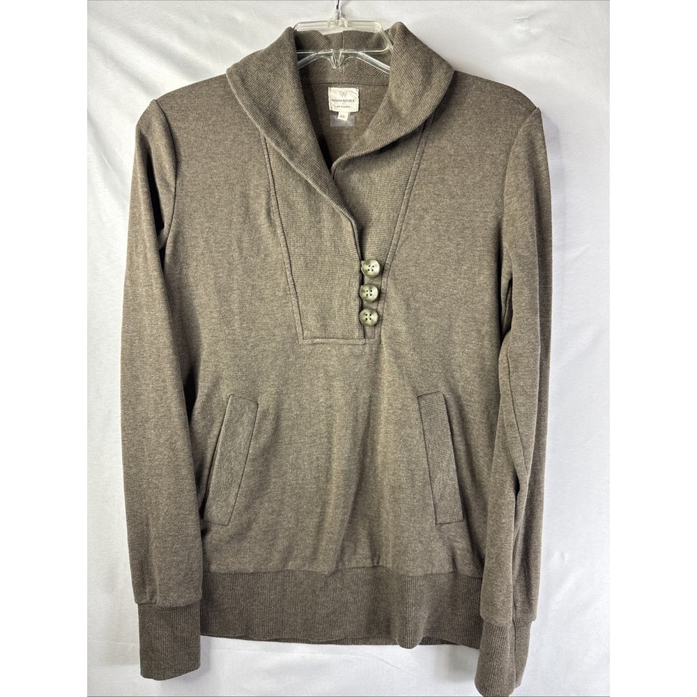 Banana Republic XS Sweater Pullover Mock‎ Neck Button Placket Business Casual